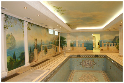 роспись стен в бассейне -роспись в бассейне - фреска в бассейне -водоотталкивающие краски