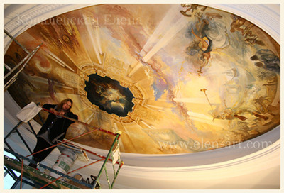 сюрреалистическая роспись потолка Дали,художник Ковалевская Елена