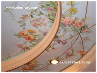 Альфрейная роспись потолка,цветы,сетка,художник Ковалевская Елена