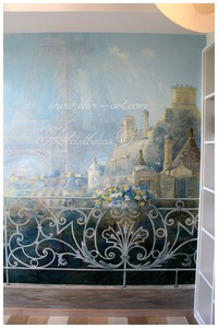 роспись стен Париж,роспись стен город,роспись обманка,художник Ковалевская